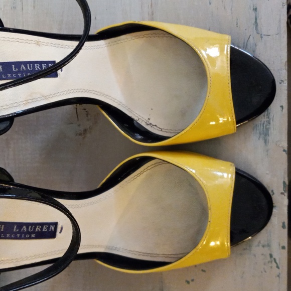 RALPH LAUREN COLLECTION Purple Label Black and Yellow Heels - Picture 8 of 12